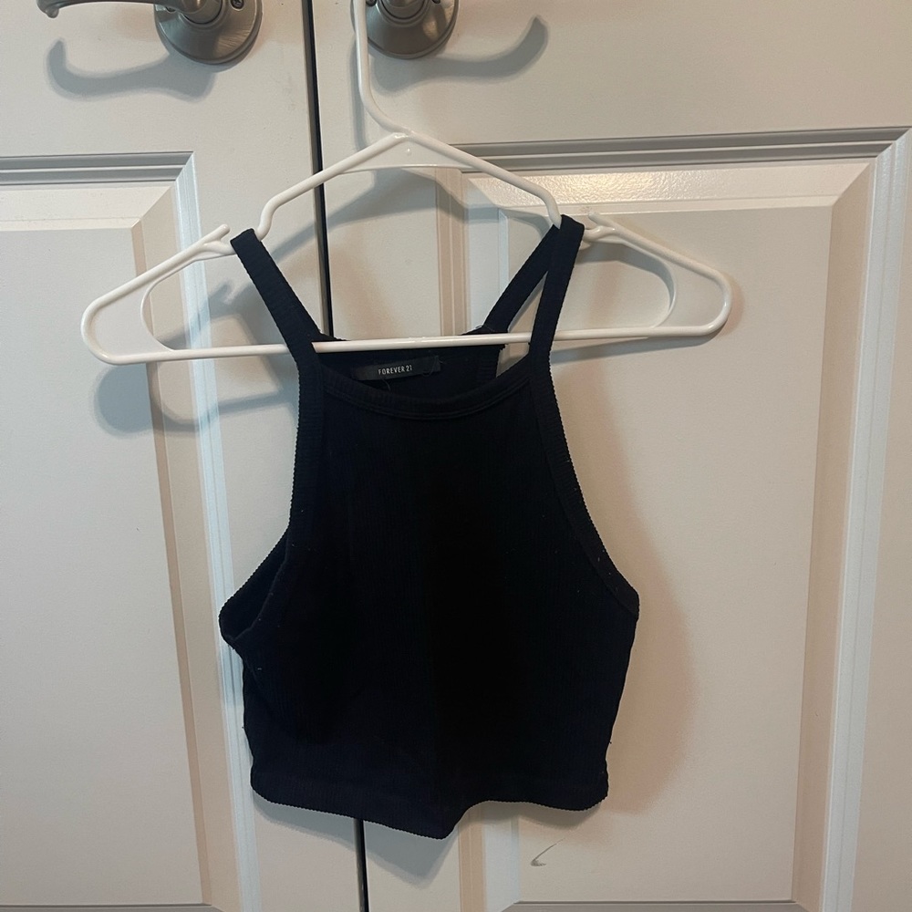 Crop Black Tank
